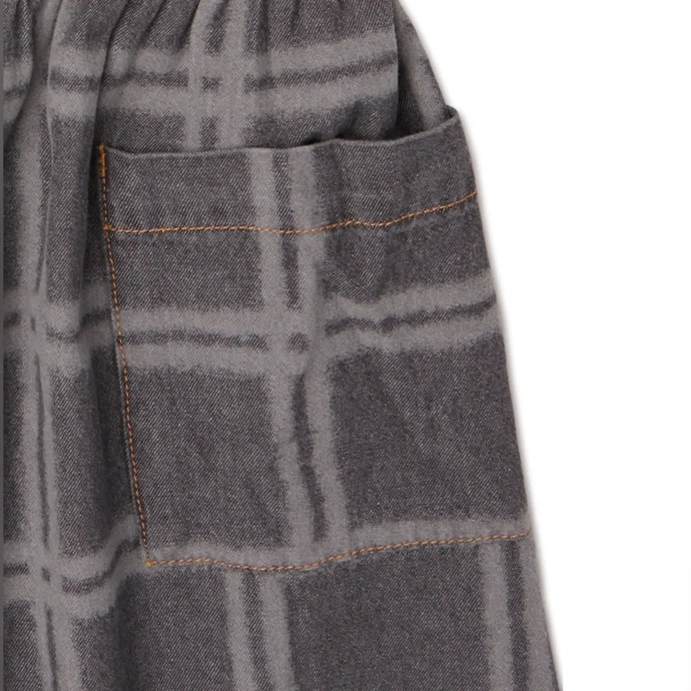 Wonder Nation Girls Large Windowpane Grey Pocket Dress NWT